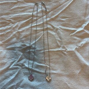 Elegant Silver and Pearl Clover Necklace